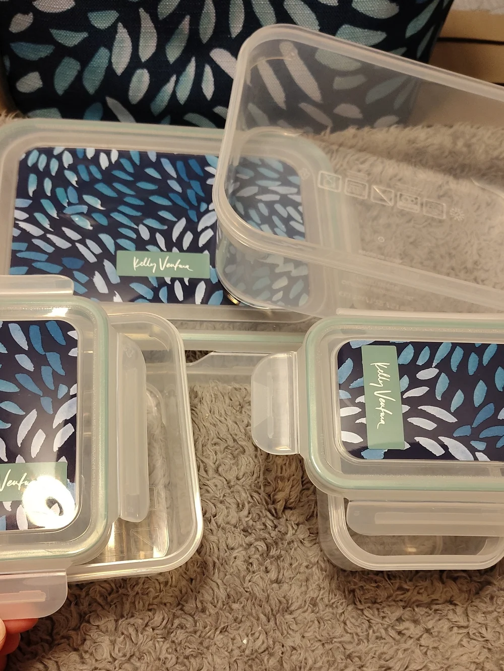 Artic Zone Blue Patterned Insulated Lunch Tote & Food Storage Set